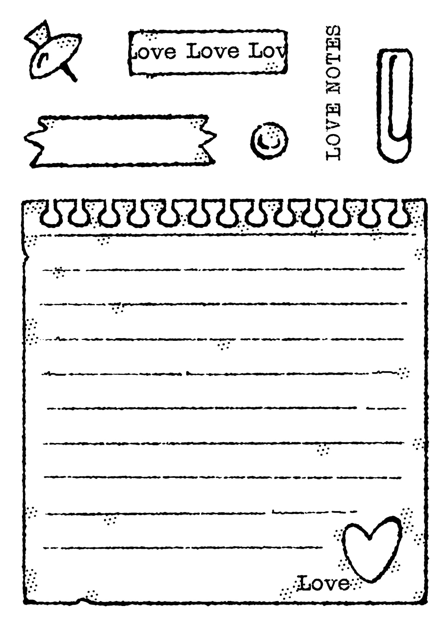 Woodware Clear Singles Love Notes 4 in x 6 in Stamp