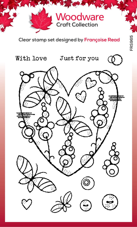 Woodware Clear Singles Butterfly Heart 4 in x 6 in Stamp