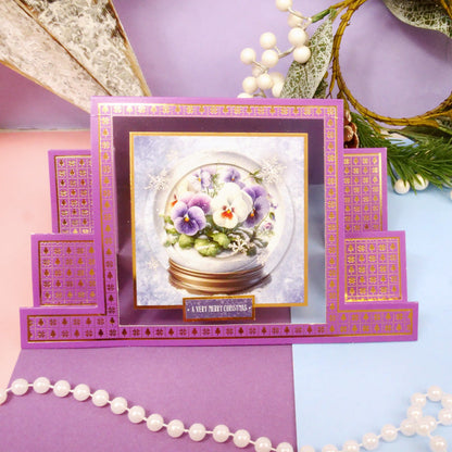 Festive Foiled Pattern Stepper Cards - Square Centrepiece