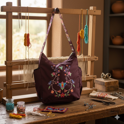 Blossomed Flower Crossbody Bag (burgundy )