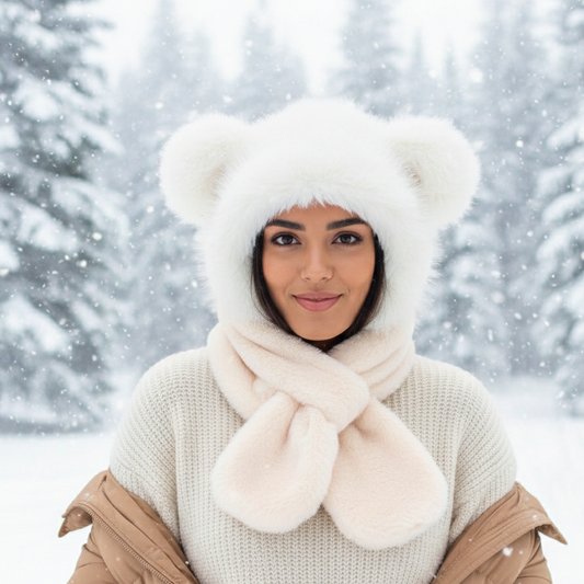 Soft Plush Hat w/ scarf (Panda)