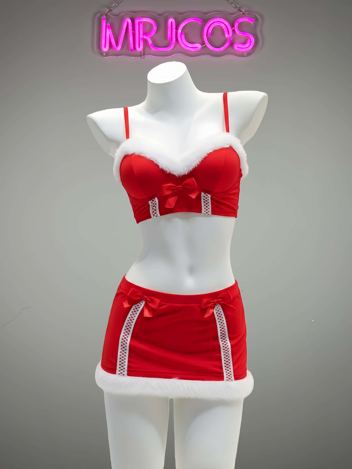 Festive 3-Piece Christmas Cosplay Costume Sexy Holiday Party Lingerie Set