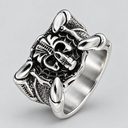 GoSteel Men's Bike Chain & Skull Ring | Stainless Steel Ring