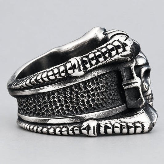 GoSteel Men's Bike Chain & Skull Ring | Stainless Steel Ring