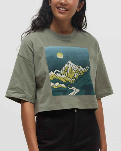 Emerald Edge Oversized Crop T-Shirt