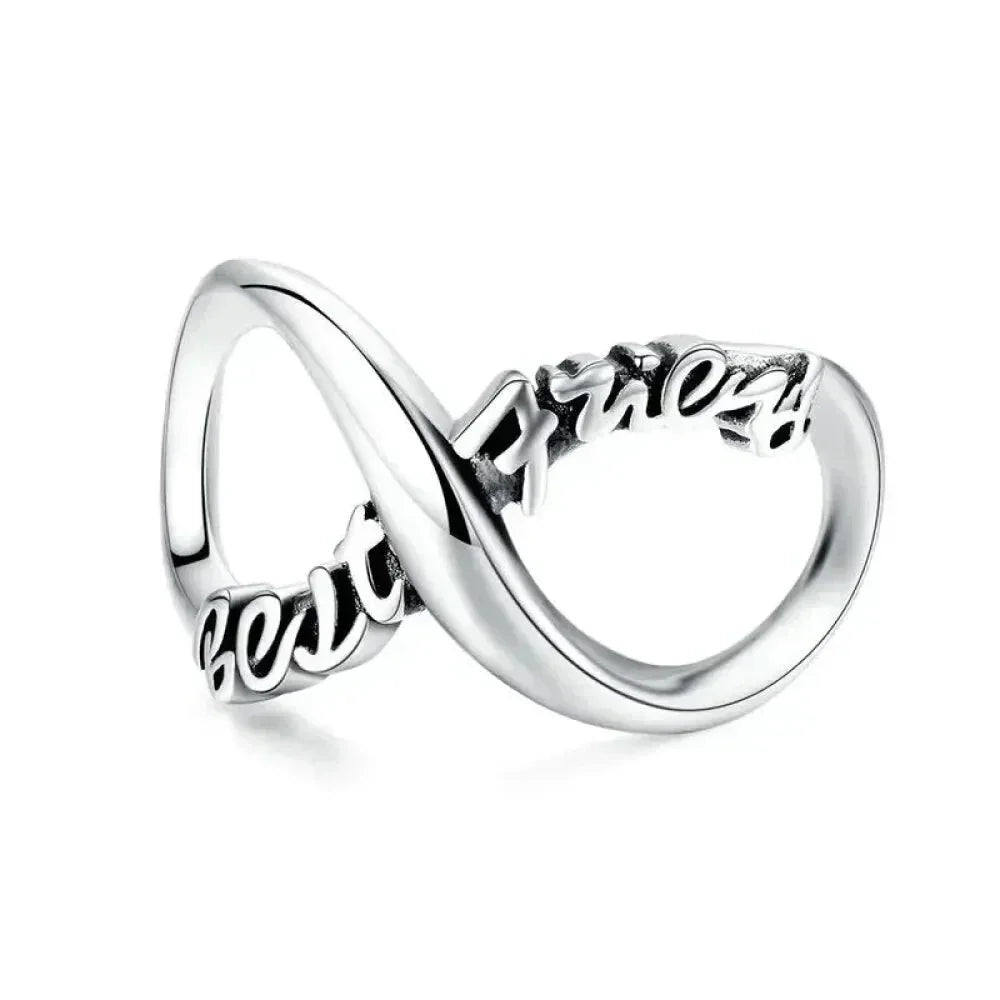 925 Sterling Silver Clear 5A Crystal Collection Family Heart X-Shape Charm Beads for Charm Bracelet & Necklace Pendant