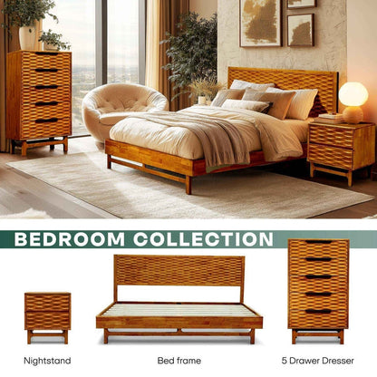 Elara Solid Wood Dresser with 5 Drawers