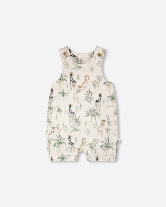 Organic Cotton Jersey Romper Beige Zebra Print