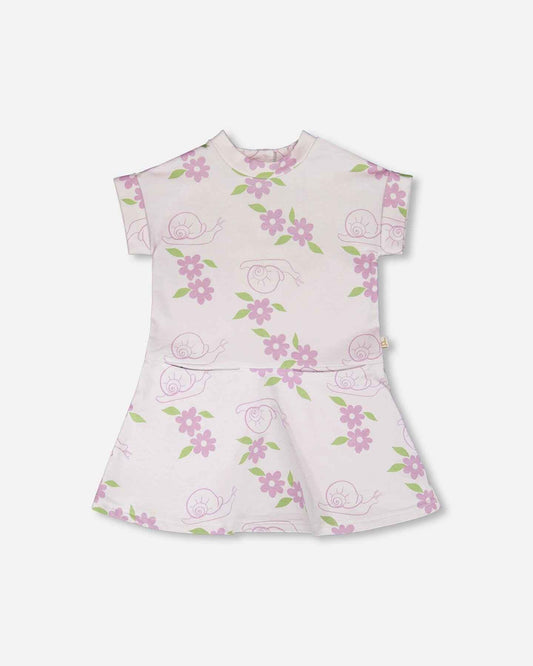 French Terry Dress Lilac Snails Print
