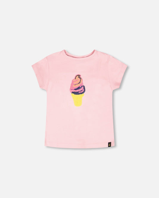 Organic Cotton Jersey Ice Cream T-Shirt Pink