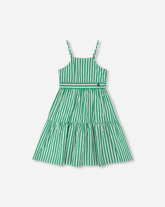 Cotton Sundress Green Stripes