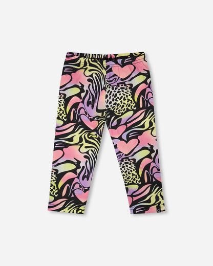 Organic Cotton Jersey Capri Black Printed Multicolor