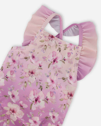 Baby And Toddler One-Piece Swimsuit Purple Flower Print