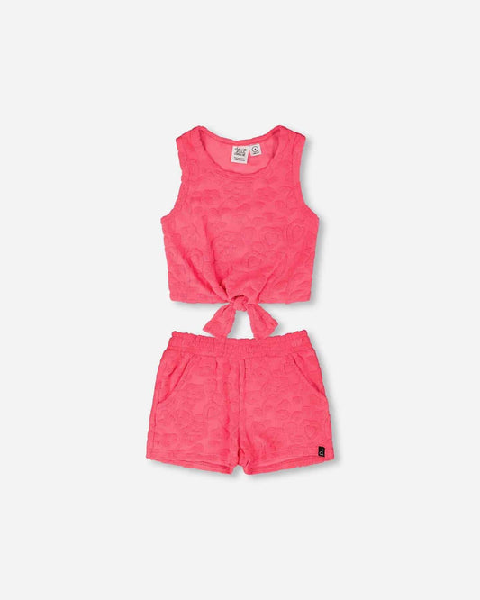 Terry Tank Top With Shorts Set Pink