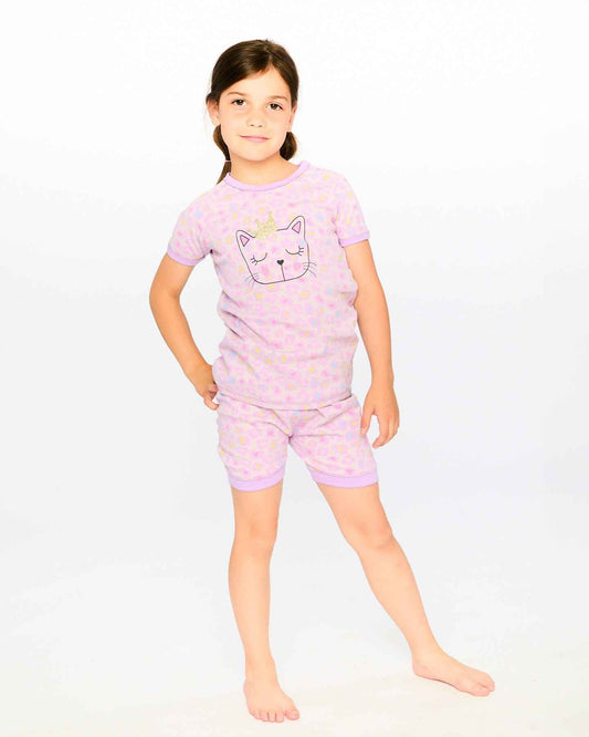 Organic Cotton Two-Piece Pyjama Set Purple Animal Print