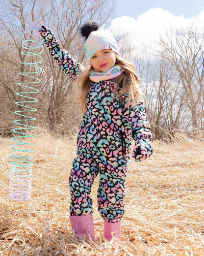 Kids Mid-Season One-Piece Outerwear Black Animal Print