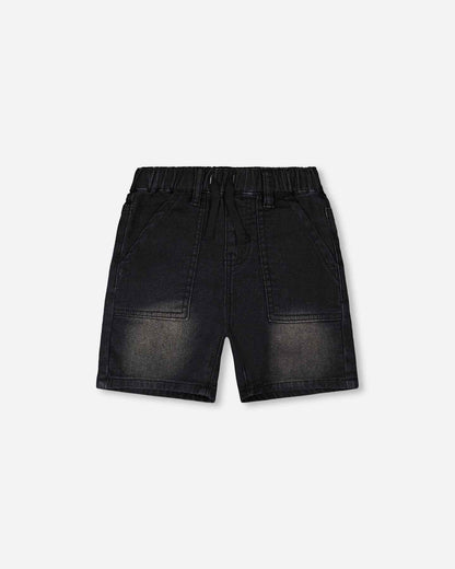 French Terry Grey Denim Shorts