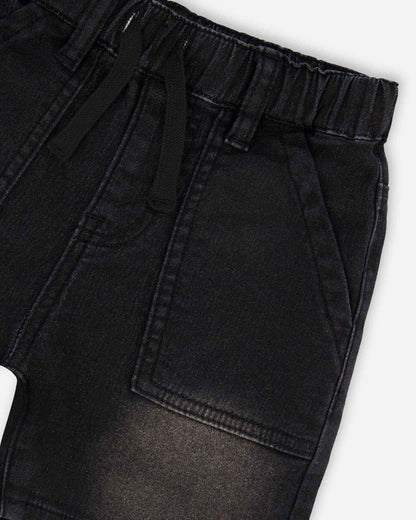 French Terry Grey Denim Shorts