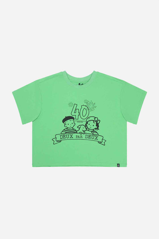 Adult 40th Anniversary Graphic Boxy T-Shirt Green