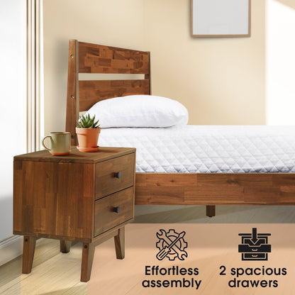 Silvia 2-Drawer Solid Wood Nightstand
