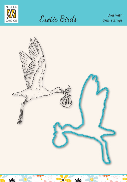 Nellie's Choice Die & Stamp Set - Exotic Birds Series - Stork