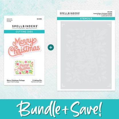 Layered Merry Christmas Foliage Stencil & Die Bundle from the Layered Christmas Stencils Collection