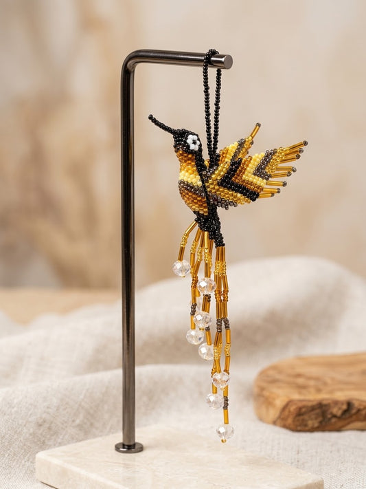 Golden and Brown Beaded Humming Bird
