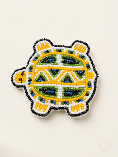Beaded turtle Barrette Yellow accent