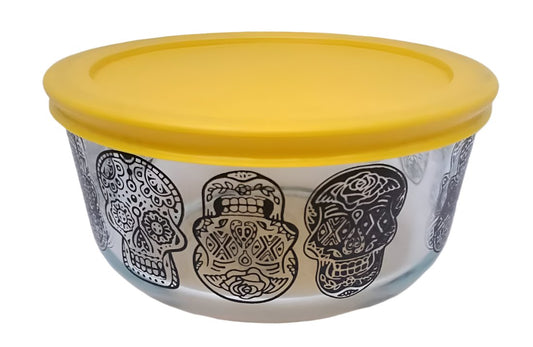 4 Cup Decorated Pyrex Halloween Day of the Dead