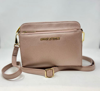 Petit Sac bandoulière avec porte-carte détachable rose platine | Kennedi