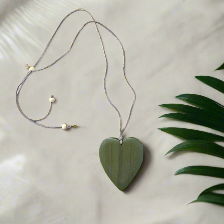 Tinted Wood Heart Necklace