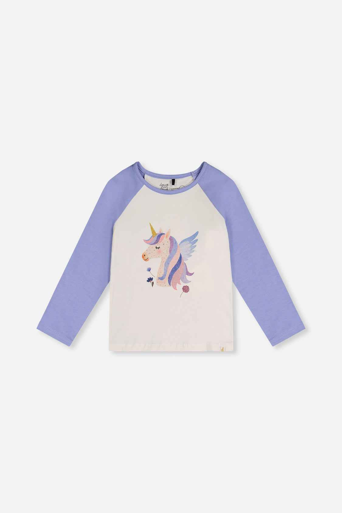 Raglan Organic Cotton T-Shirt Violet And Off-White