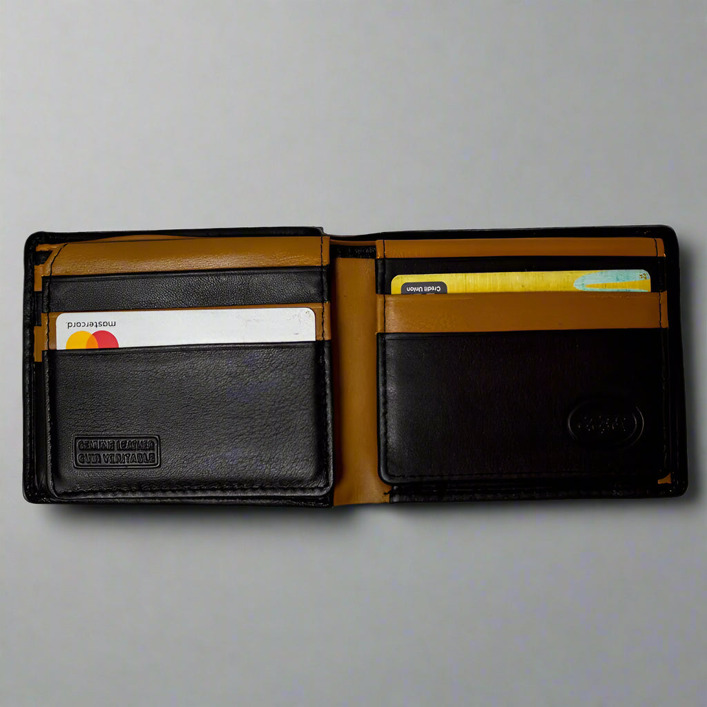 JBG International Men's Card Flip Up Bifold Leather RFID Wallet