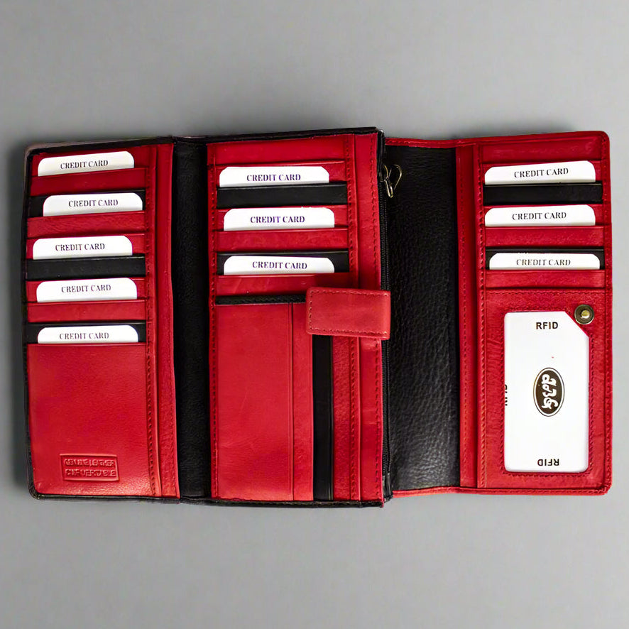 JBG International Women's Trifold RFID Leather Wallet