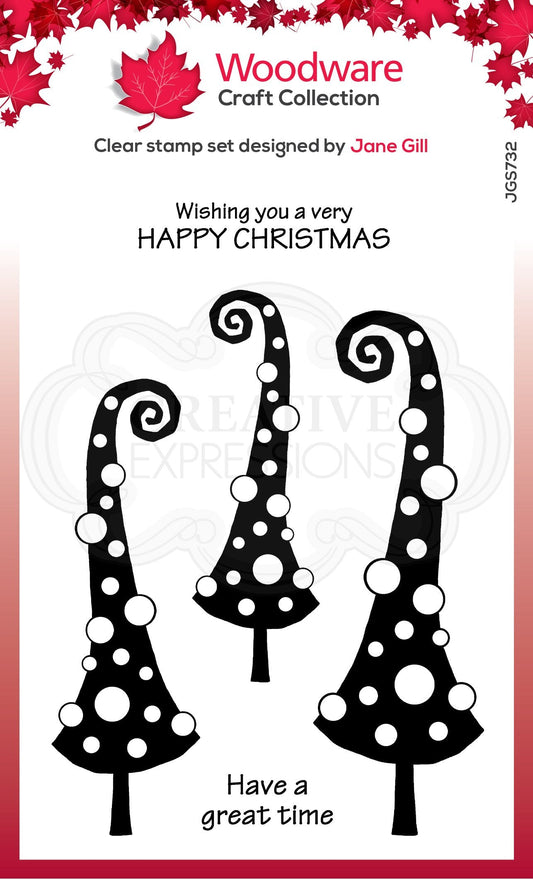 Woodware Clear Singles Curly Christmas 4 in x 6 in Stamp