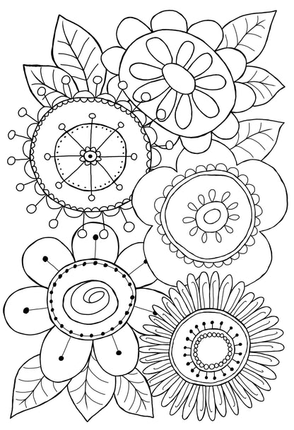 Woodware Clear Singles Petal Doodles All Bunched Up 4 in x 6 in Stamp Set