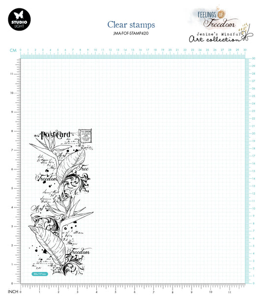 JMA Clear Stamp Script Strelitzia Feelings Of Freedom 88x197x3mm 1 PC nr.420