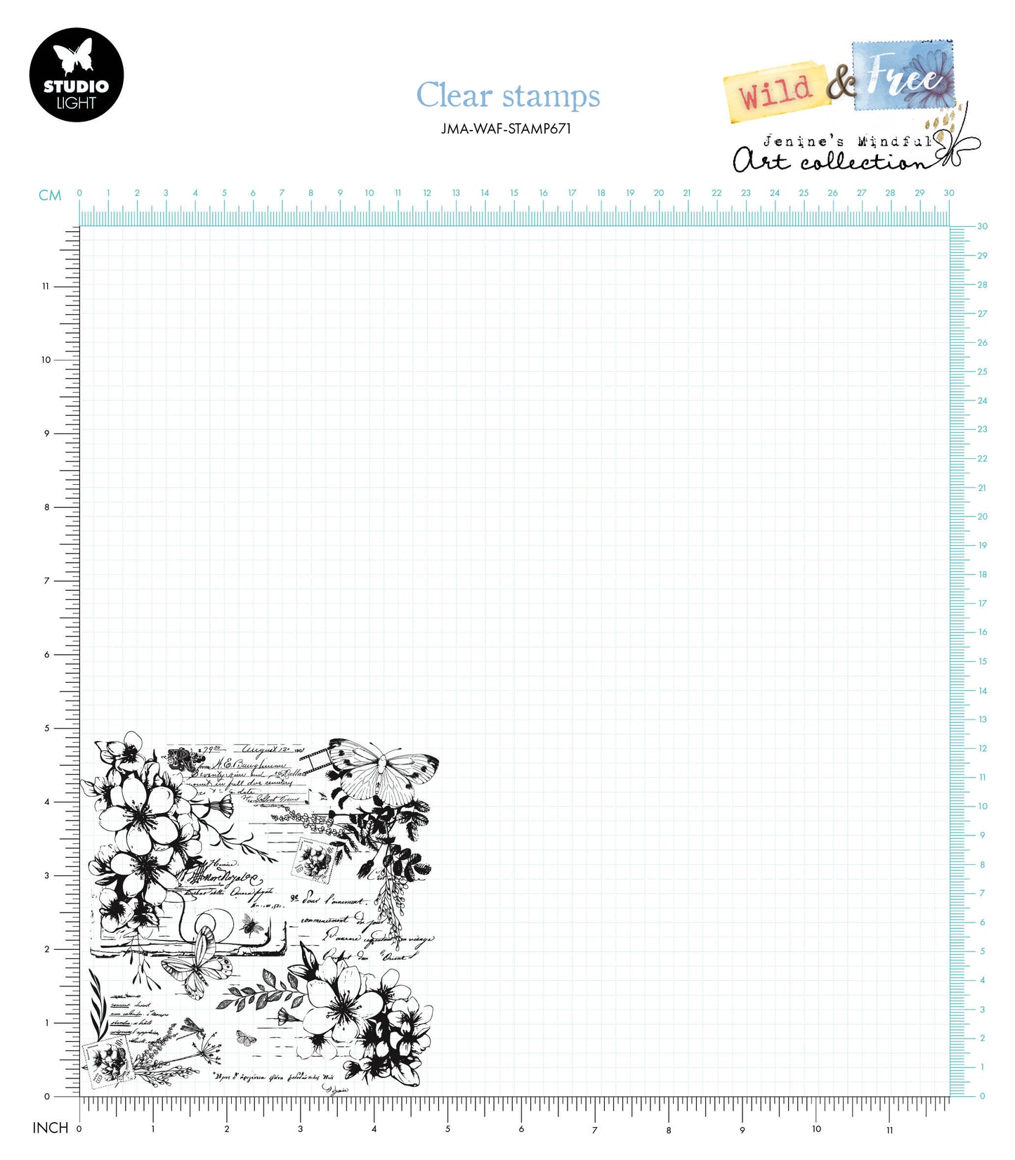 JMA Clear Stamp Script & Wildflowers Wild & Free 1 PC