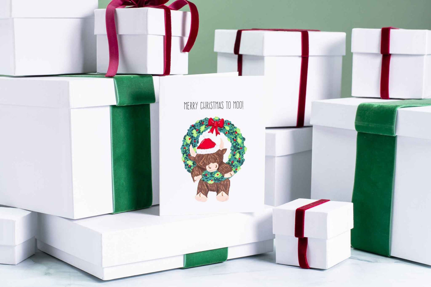 Merry Christmas To Moo - Greeting Card
