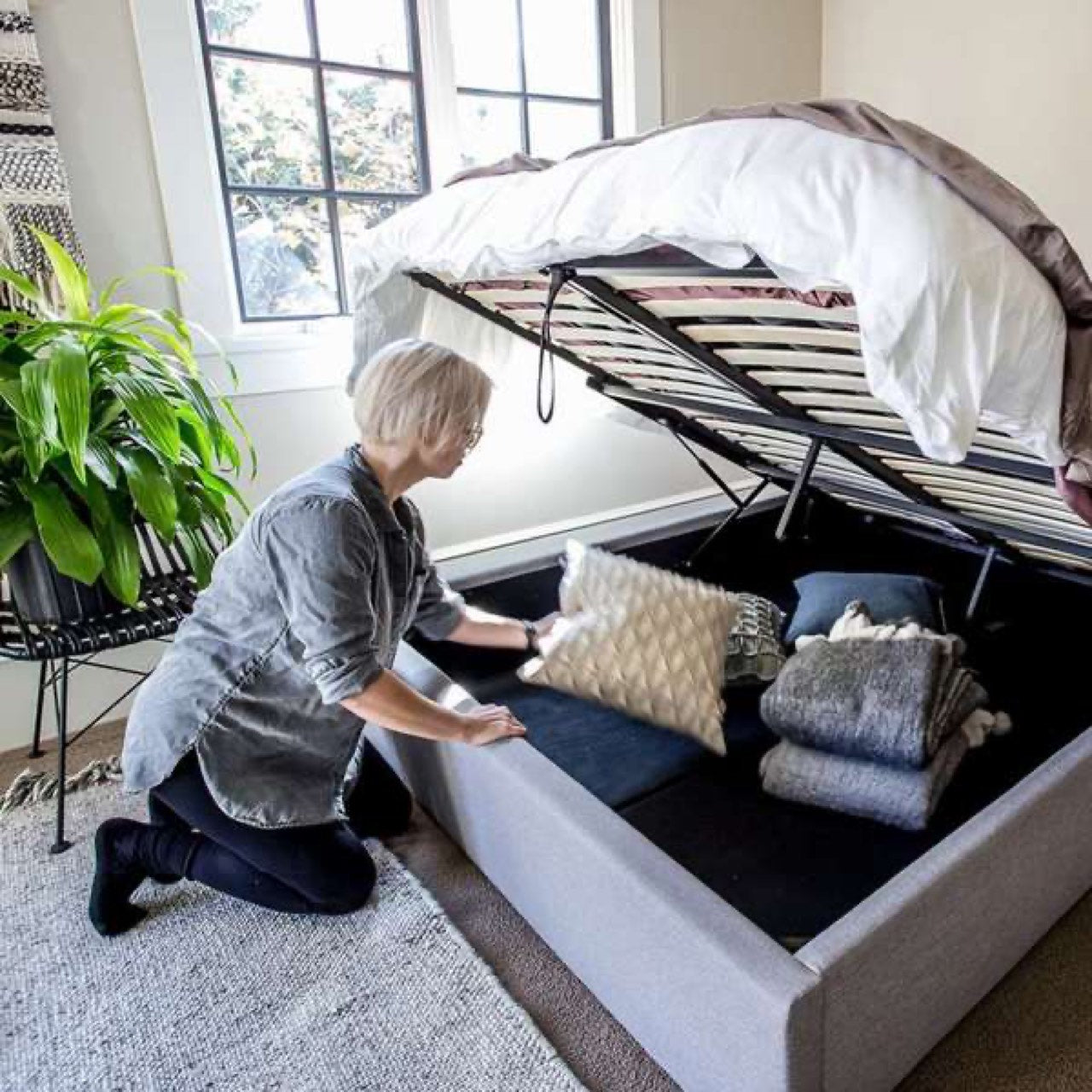 Justin Queen Storage Bed - Greige