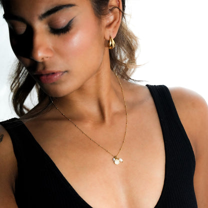 KAAMIL Gold: Retro Art Deco Charms Necklace with a Beaded Chain