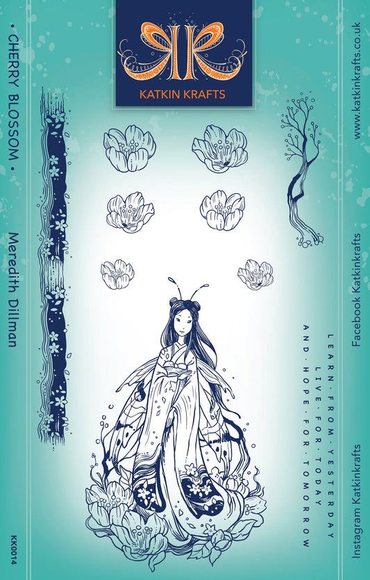 Katkin Krafts Cherry Blossom 6 in x 8 in Clear Stamp Set