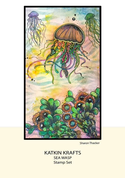 Katkin Krafts Sea Wasp 6 in x 8 in Clear Stamp Set