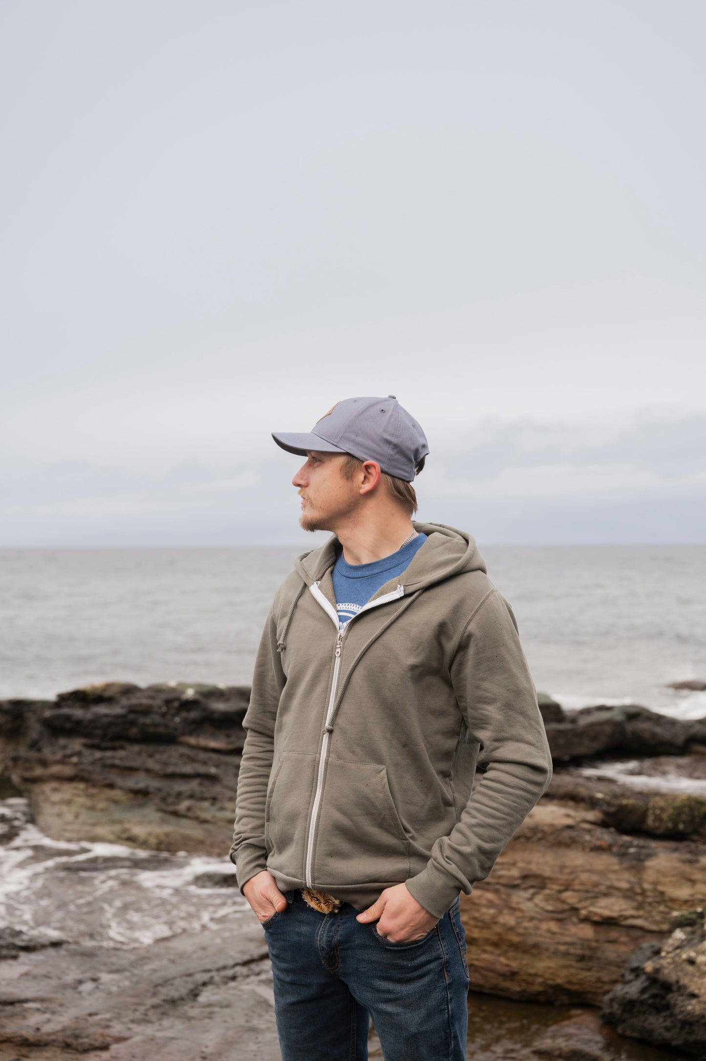 Zip Up Organic Cotton Hoodie - Sage