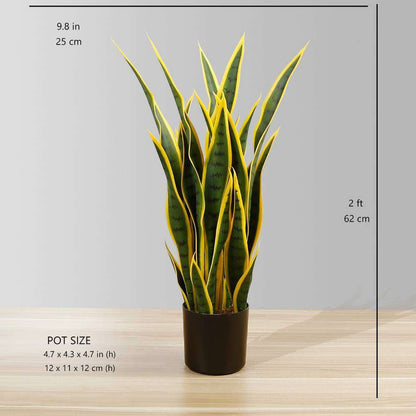 Luis Artificial Snake Sansevieria Yellow & Green Potted Plant 26"