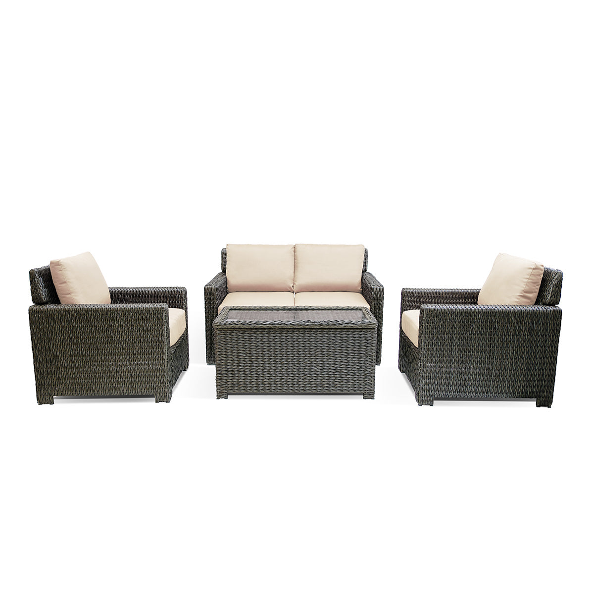 Laguna Point 5-Piece Wicker Outdoor Conversational Loveseat Set - AURABAGS SHOP