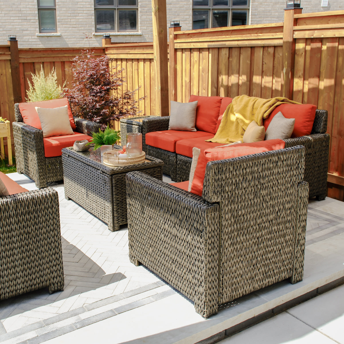 Laguna Point 4-Piece Wicker Outdoor Modular Conversational Set - AURABAGS SHOP