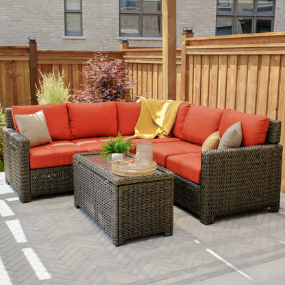 Laguna Point 6-Piece Wicker Outdoor Sectional Set with Coffee Table - AURABAGS SHOP