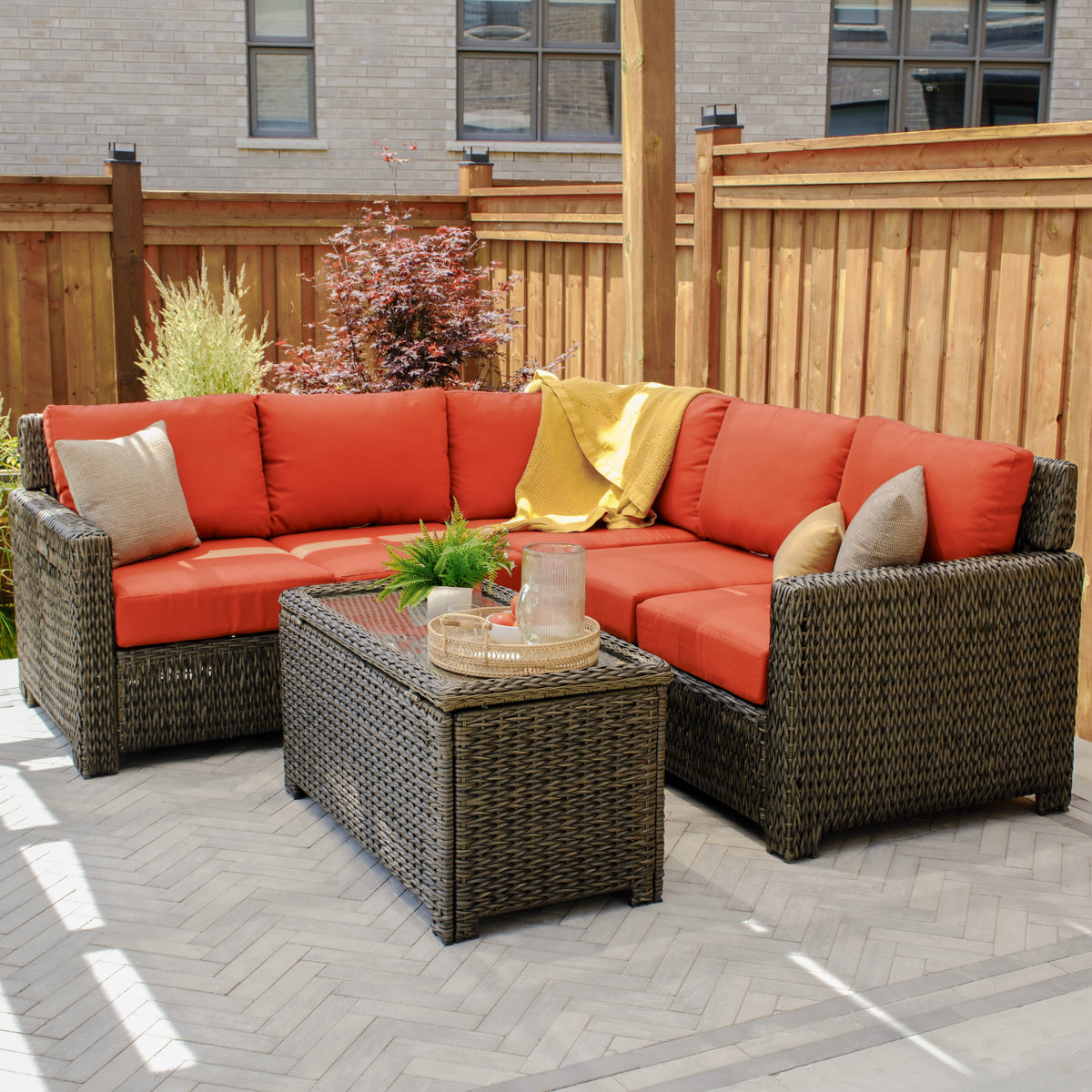 Laguna Point 4-Piece Wicker Outdoor Sectional Set - AURABAGS SHOP