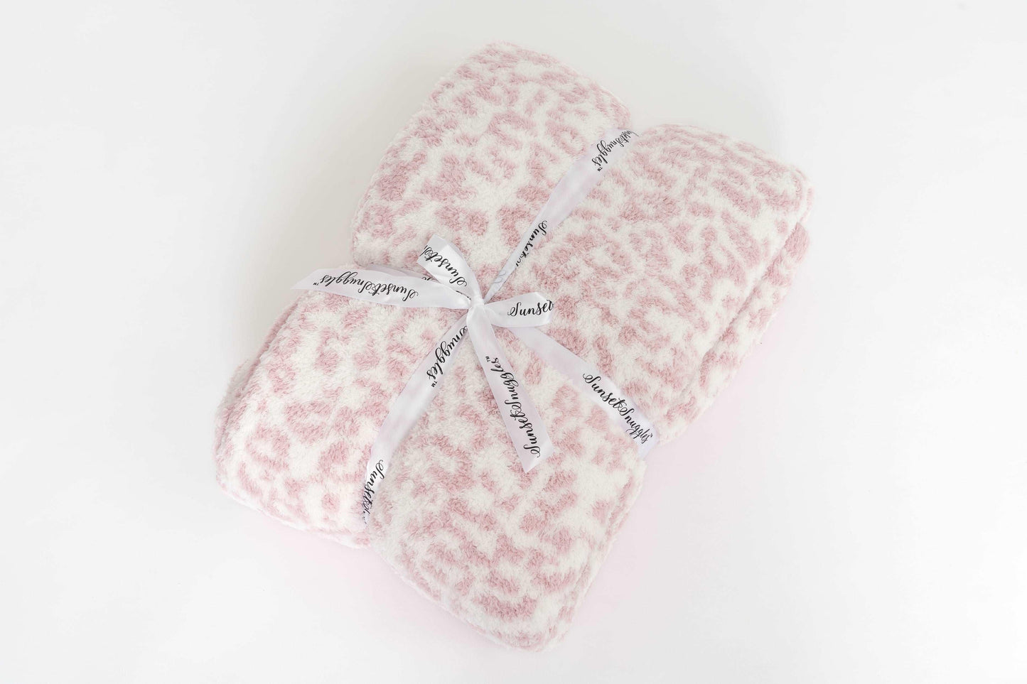 Rose Pink & White Leopard Print Twin Bed Blanket